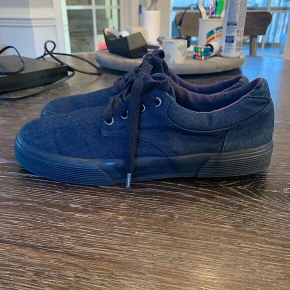 Polo Ralph Lauren Felton Denim Sneaker sz 9-1/2 EUC - Picture 3 of 7